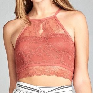 2/$16 Dark Rose Lace Crop Bralette NWT